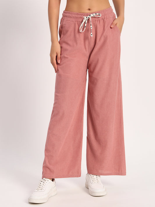 Salmon Straight Fit Wide Leg Pants