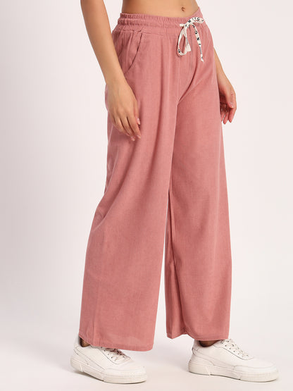 Salmon Straight Fit Wide Leg Pants