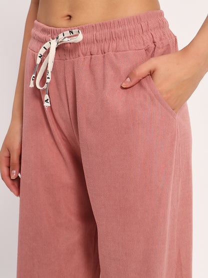 Salmon Straight Fit Wide Leg Pants