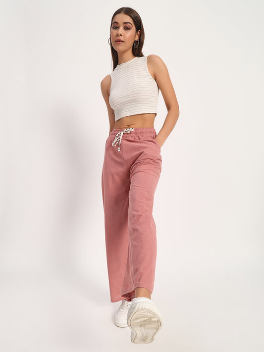 Salmon Straight Fit Wide Leg Pants