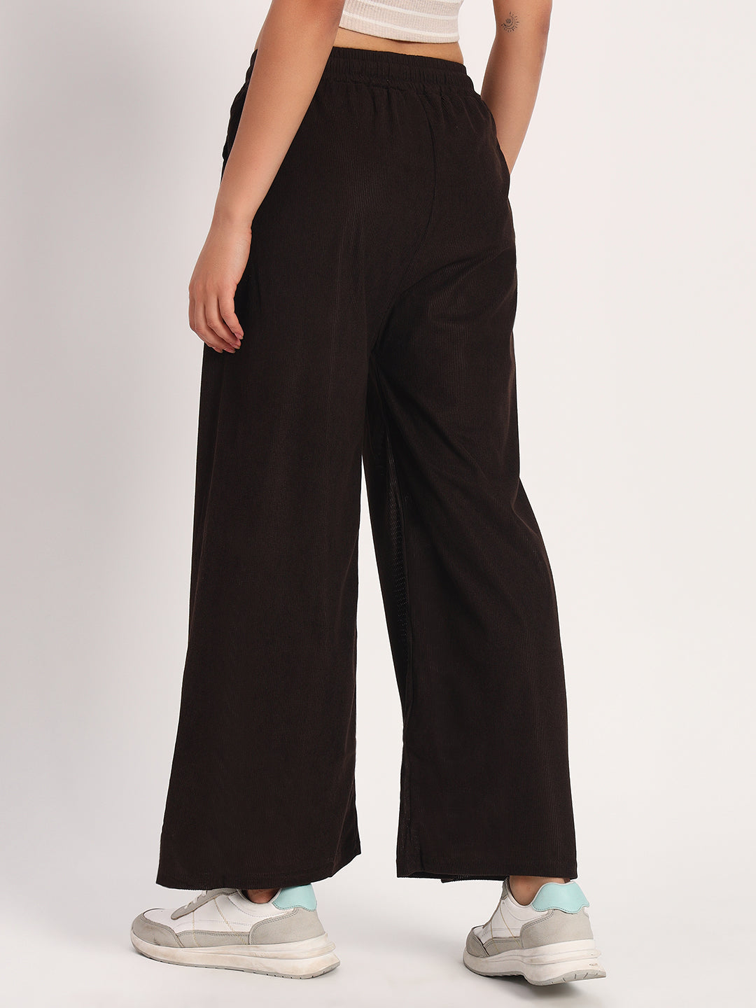 Coffee Brown Straight Fit Wide Leg Pants