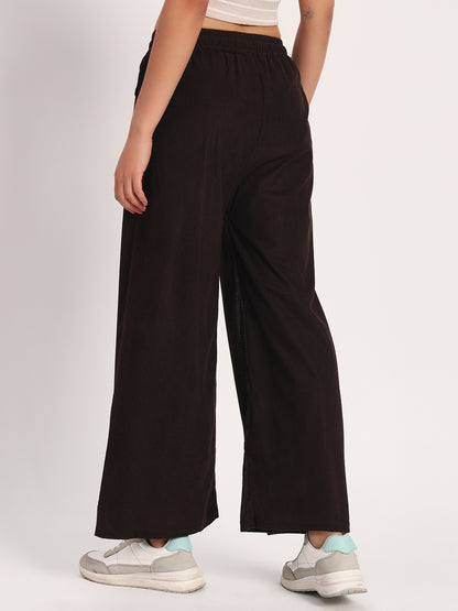 Coffee Brown Straight Fit Wide Leg Pants