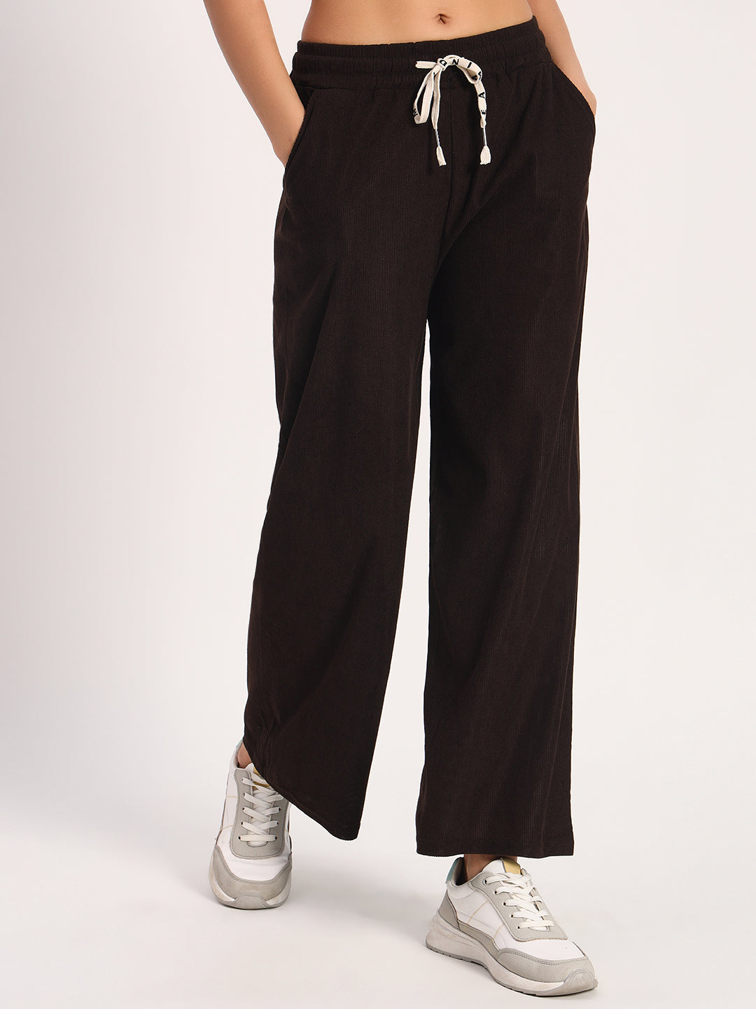 Coffee Brown Straight Fit Wide Leg Pants