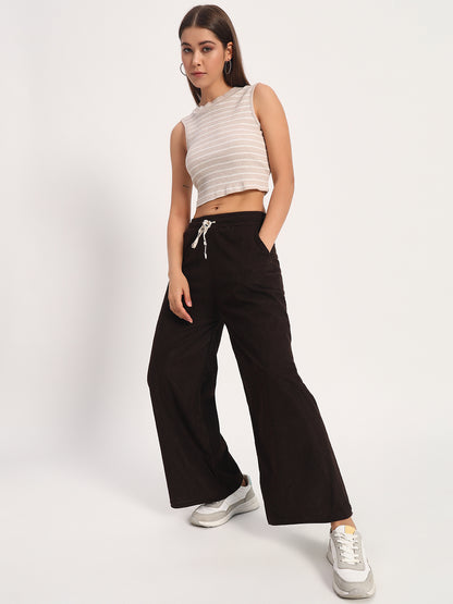 Coffee Brown Straight Fit Wide Leg Pants