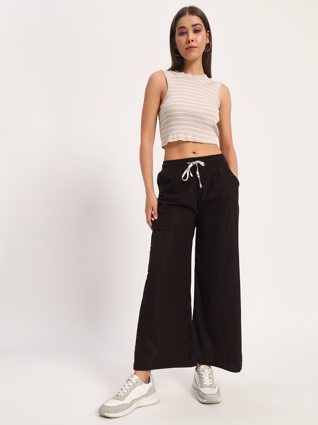 Coffee Brown Straight Fit Wide Leg Pants