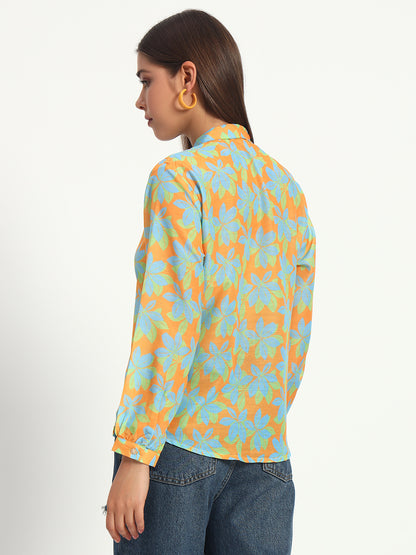 Bright Yellow Floral Bow Shirt