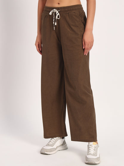 Brown Straight Fit Wide Leg Pants