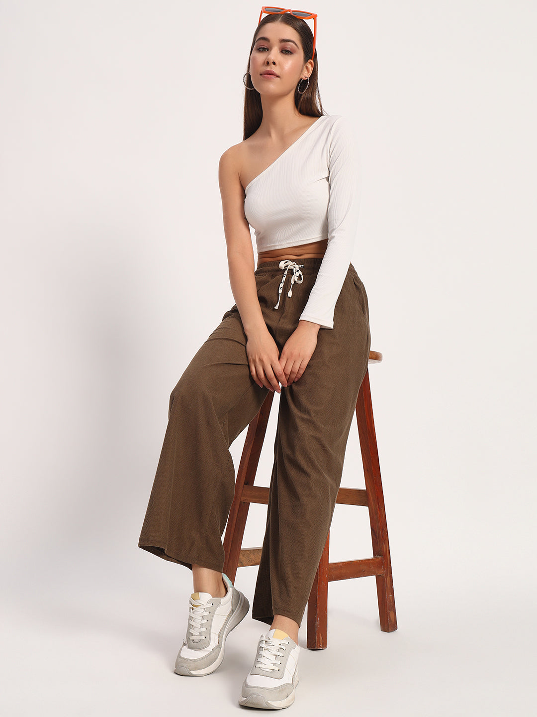 Brown Straight Fit Wide Leg Pants