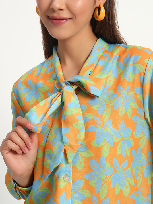 Bright Yellow Floral Bow Shirt
