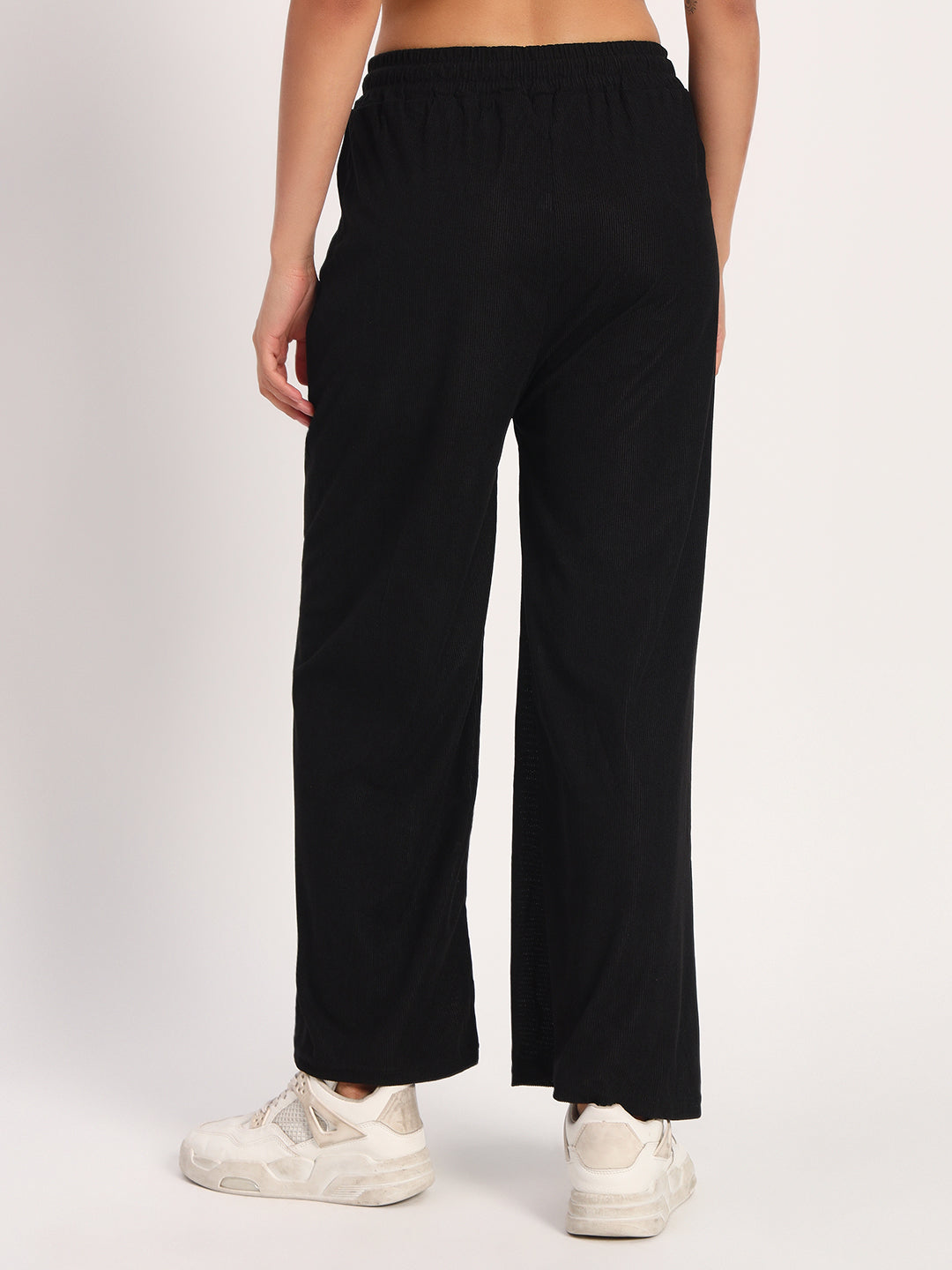 Black Straight Fit Wide Leg Pants