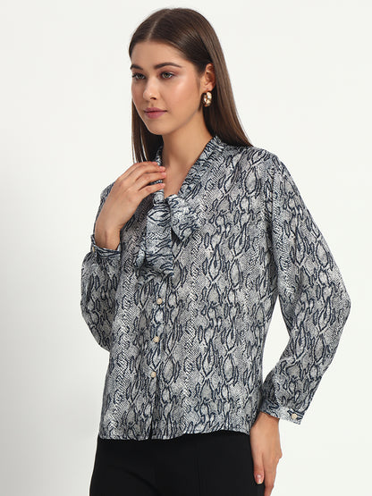 Animal Print Bow Shirt