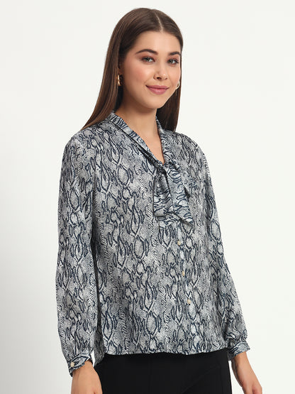 Animal Print Bow Shirt