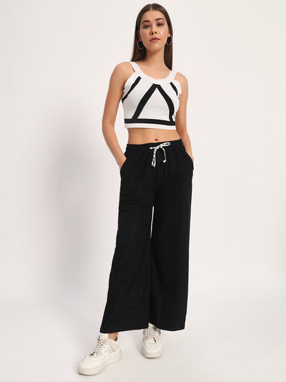 Black Straight Fit Wide Leg Pants