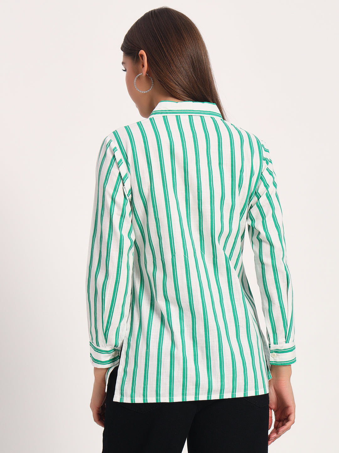 Green Striped Linen Shirt