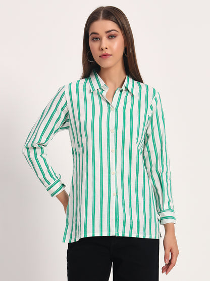 Green Striped Linen Shirt