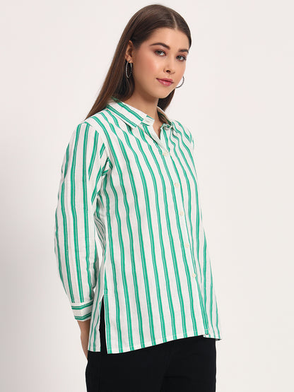 Green Striped Linen Shirt