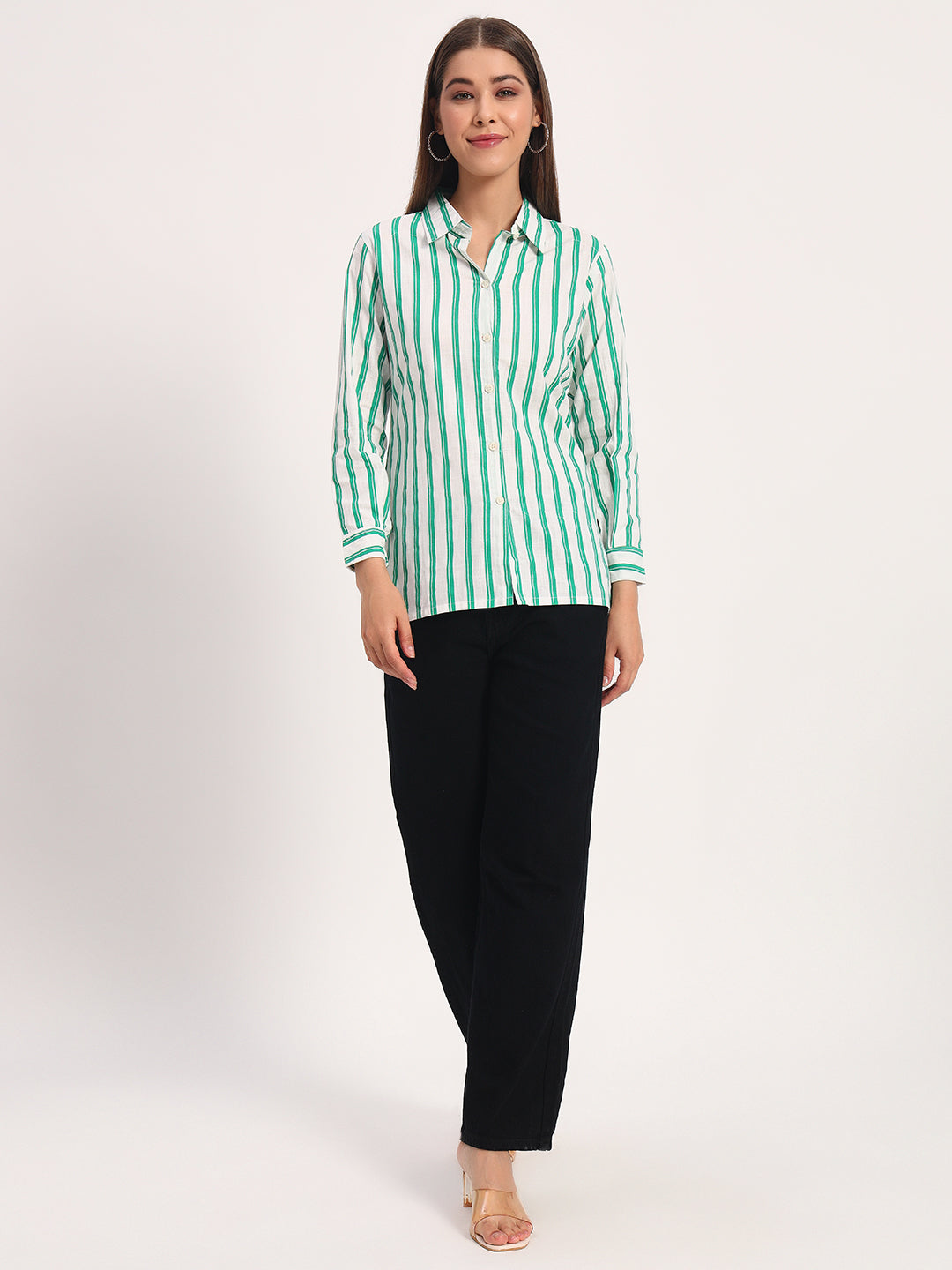 Green Striped Linen Shirt