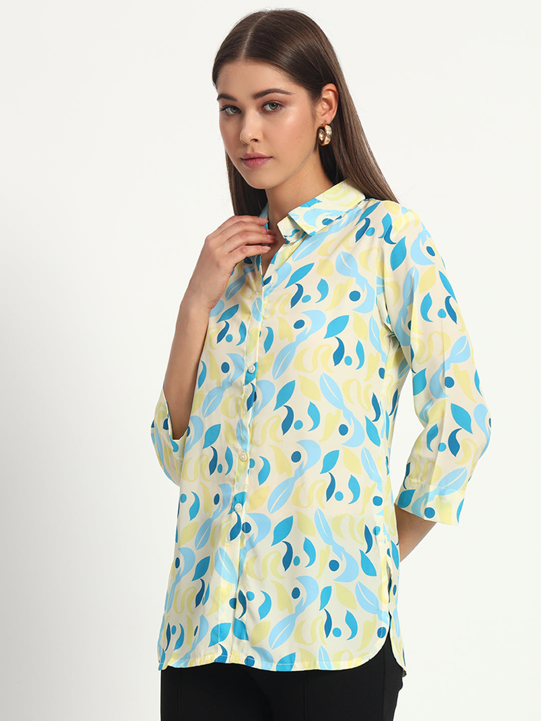 Printed Lemon Silk Shirt