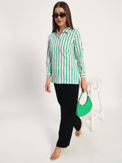 Green Striped Linen Shirt