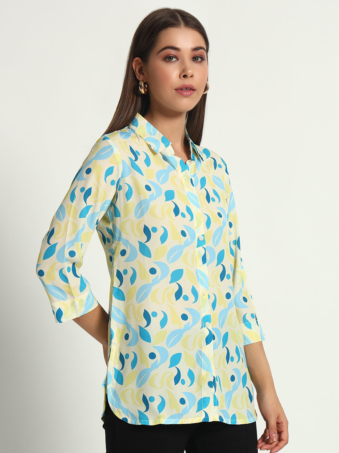 Printed Lemon Silk Shirt