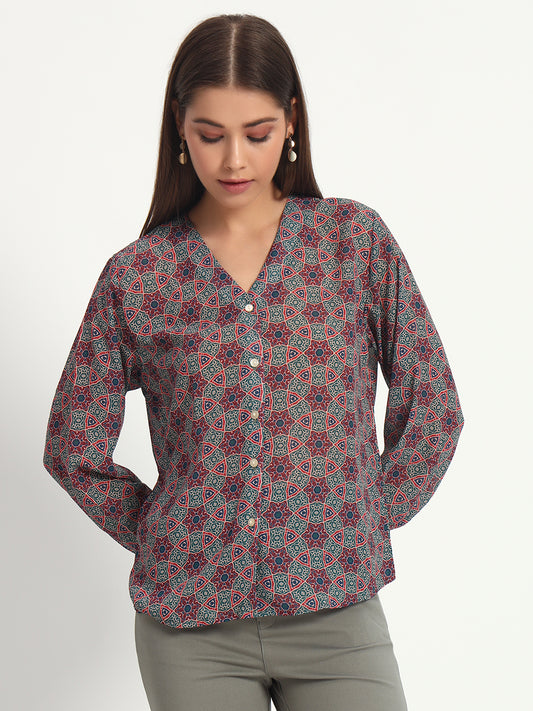 Ajrak Heritage V Neck Shirt