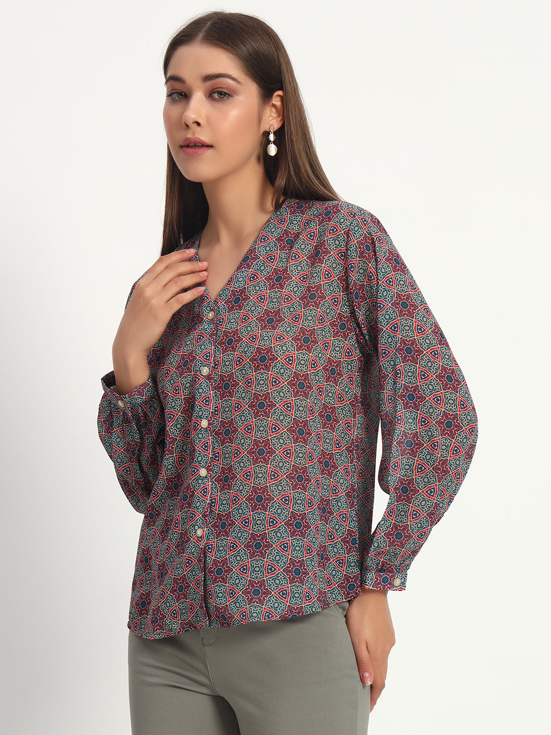 Ajrak Heritage V Neck Shirt