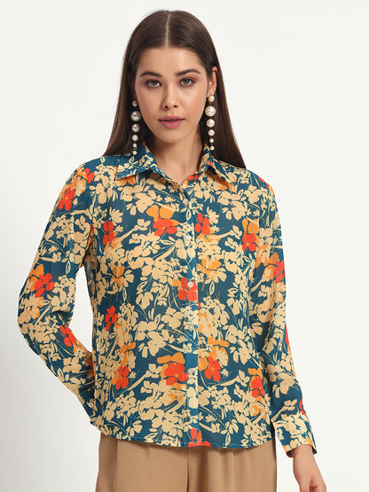 Navy Floral Print Shirt