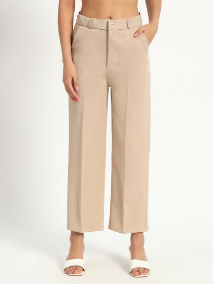 Beige Straight Fit Pants