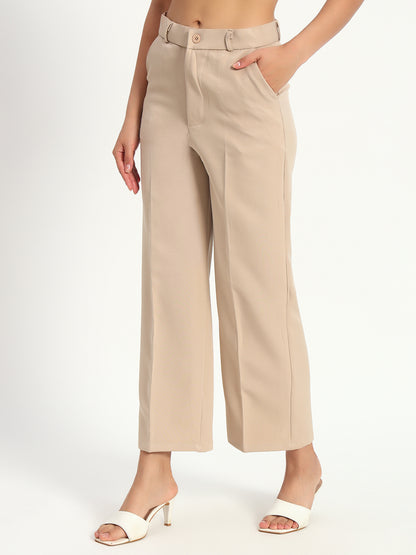 Beige Straight Fit Pants