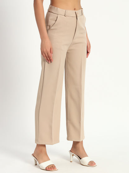 Beige Straight Fit Pants