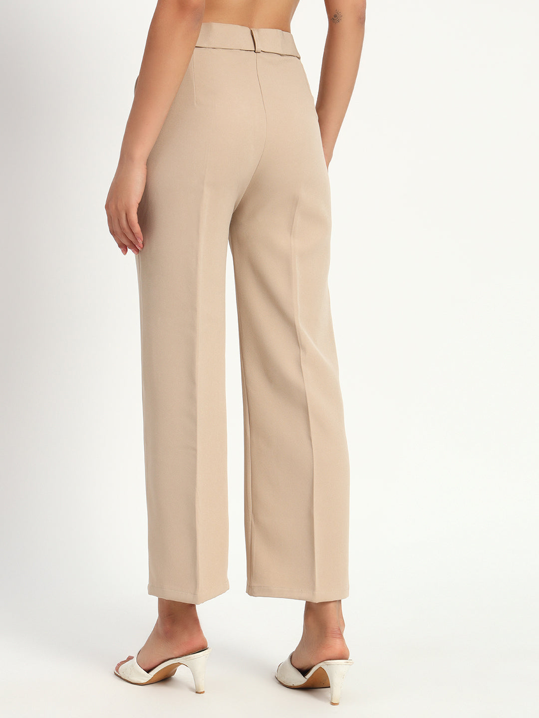 Beige Straight Fit Pants