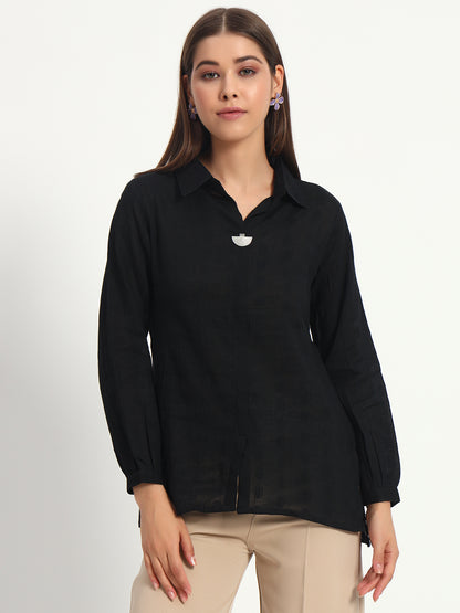 Classic Black Cotton Shirt