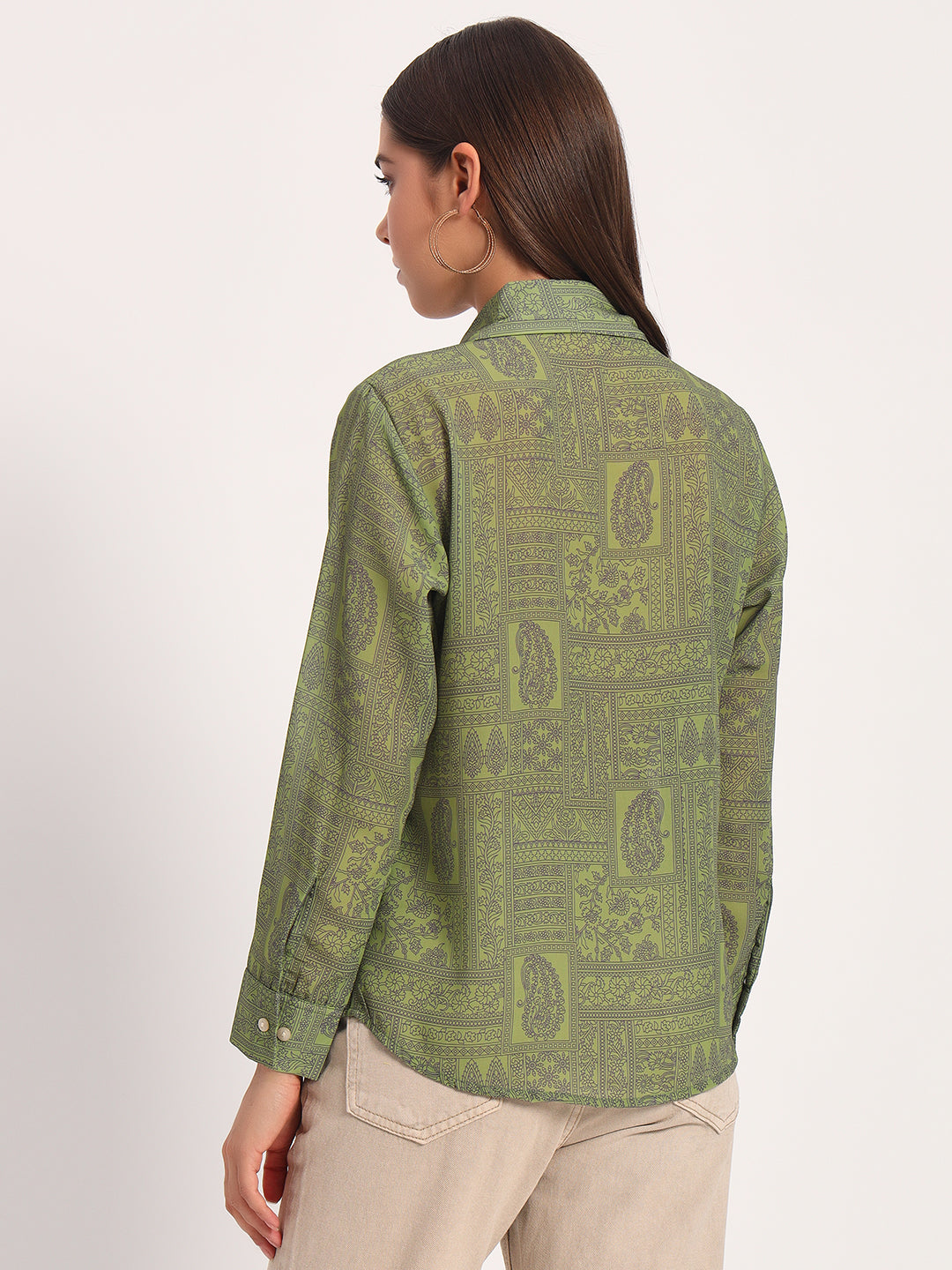 Light Olive Paisley Print Shirt