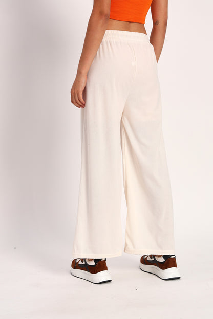 Off White Straight Fit Wide Leg Pants