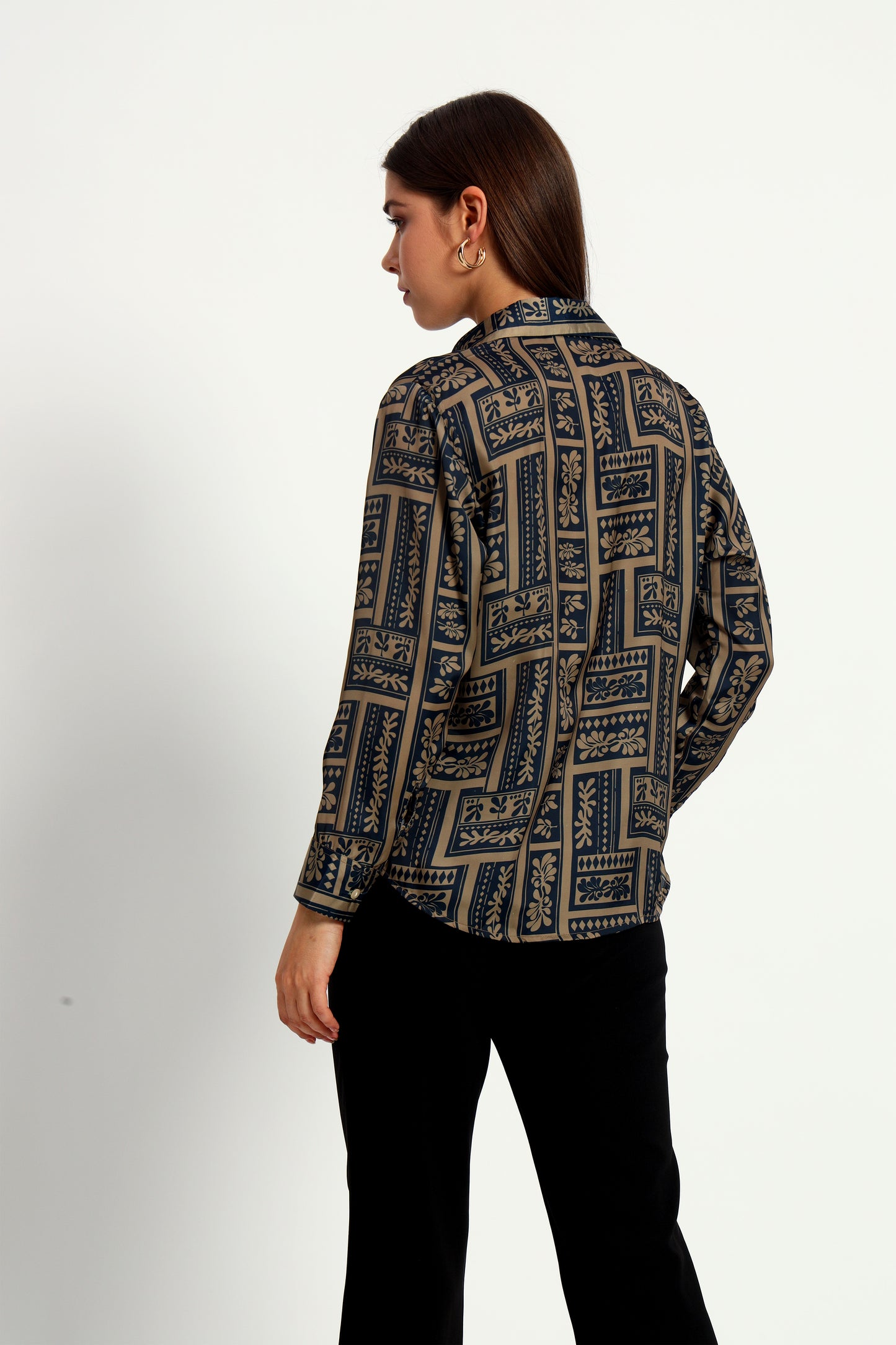 Geometric Floral Satin Shirt