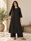 Black Poplin Kurta Set