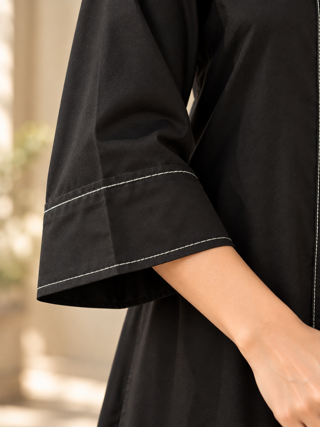 Black Poplin Kurta Set
