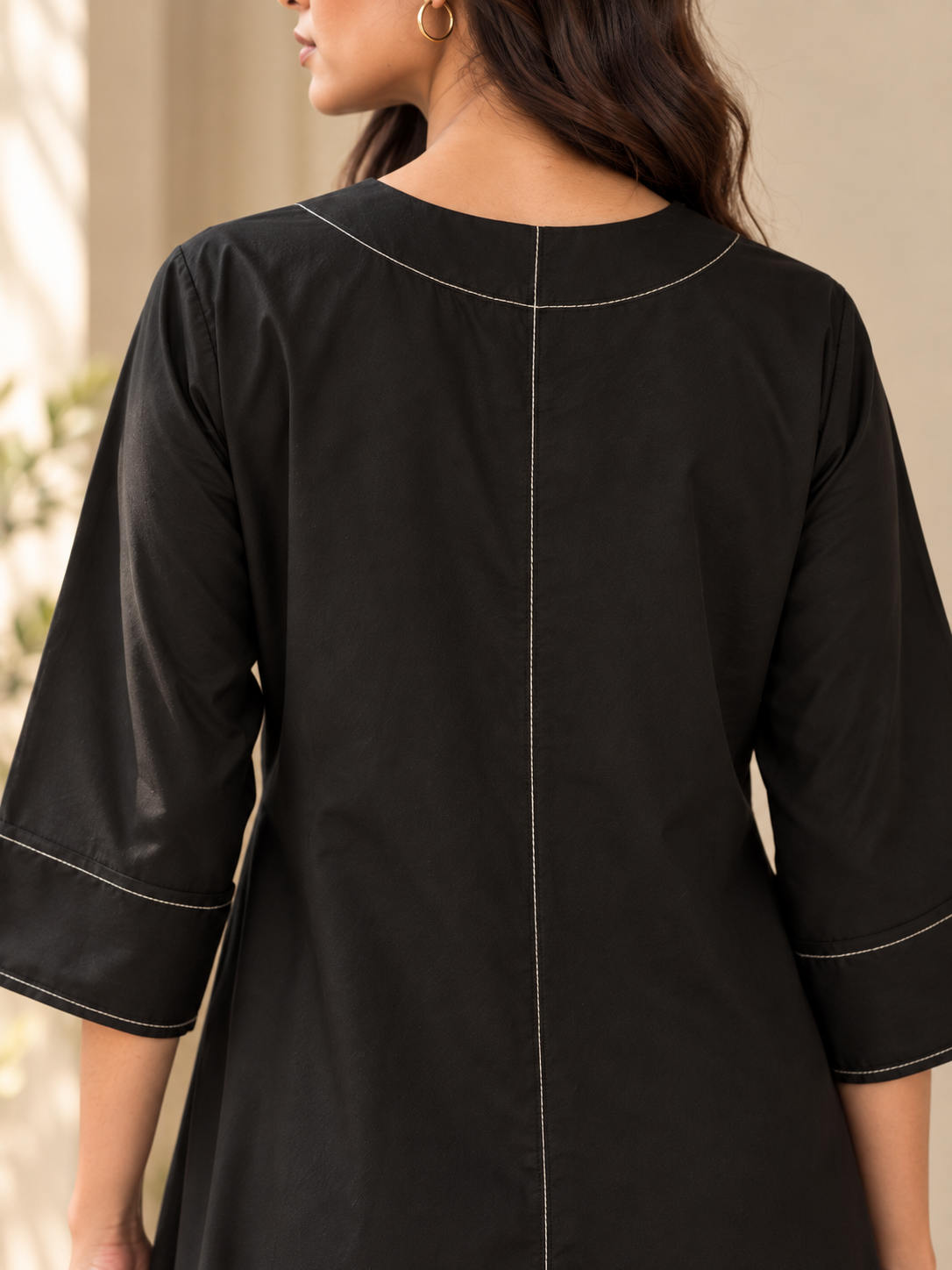 Black Poplin Kurta Set