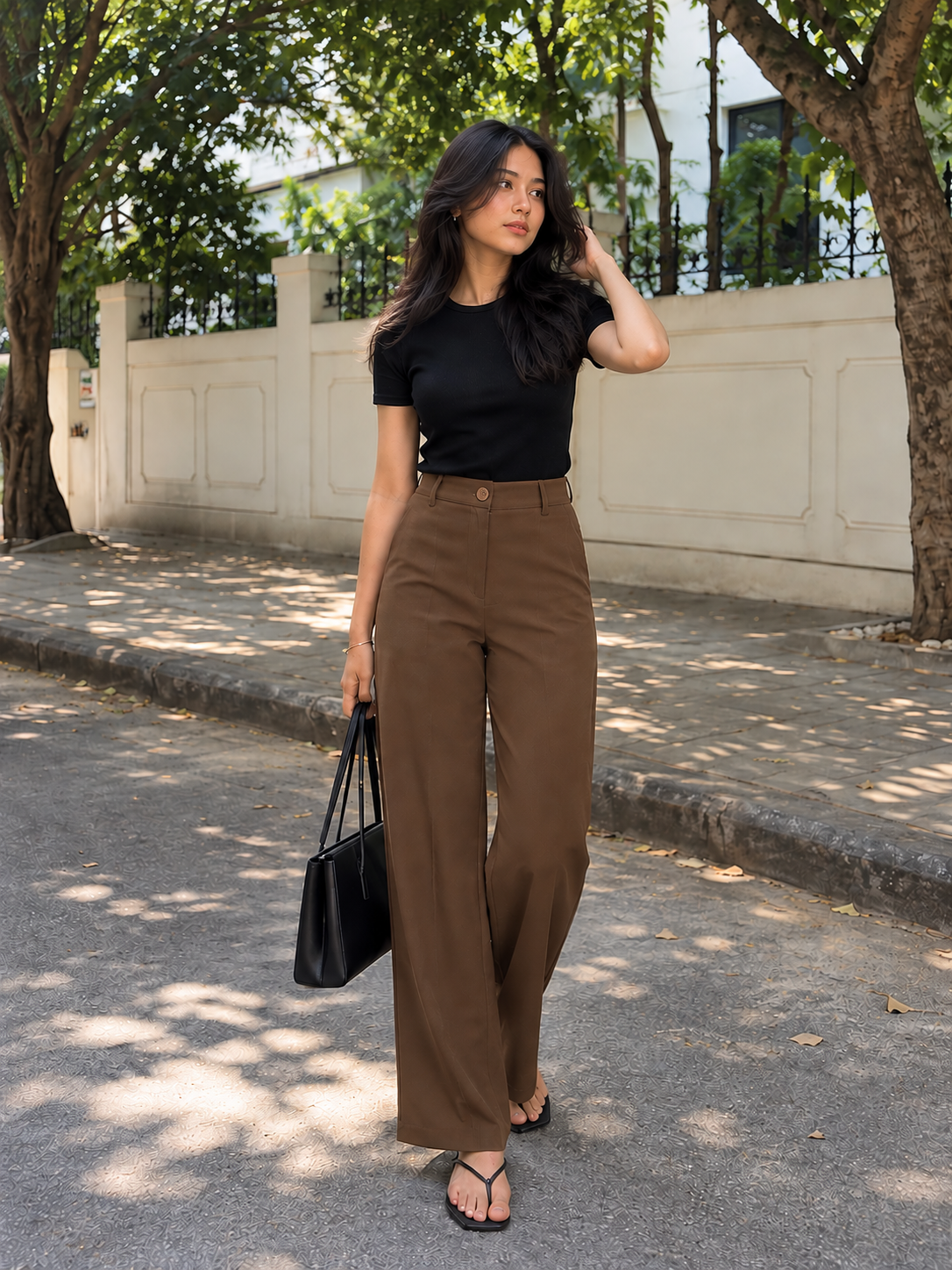 Brown Straight Fit Pants
