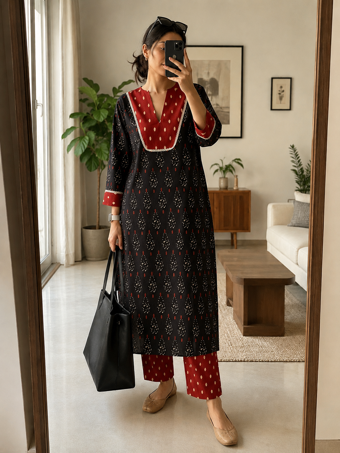 BUTI – Black Printed Kurta Set