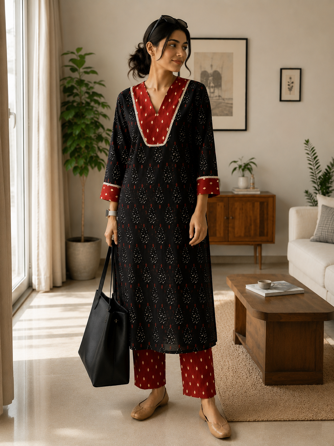 BUTI – Black Printed Kurta Set
