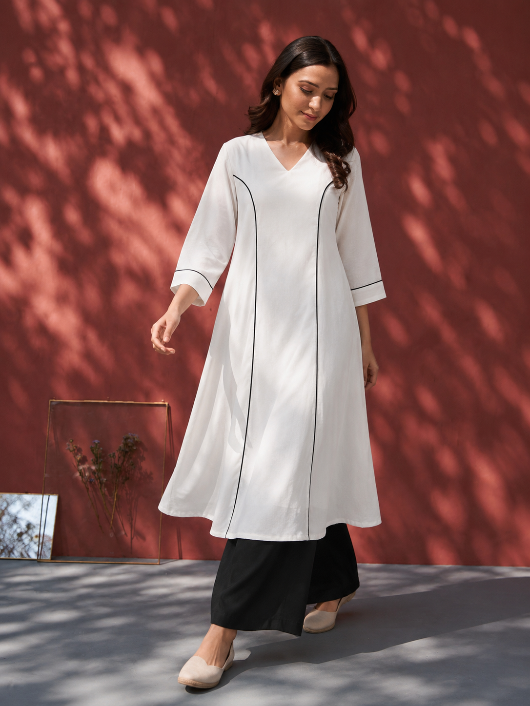 SAAF – White A Line Kurta Set