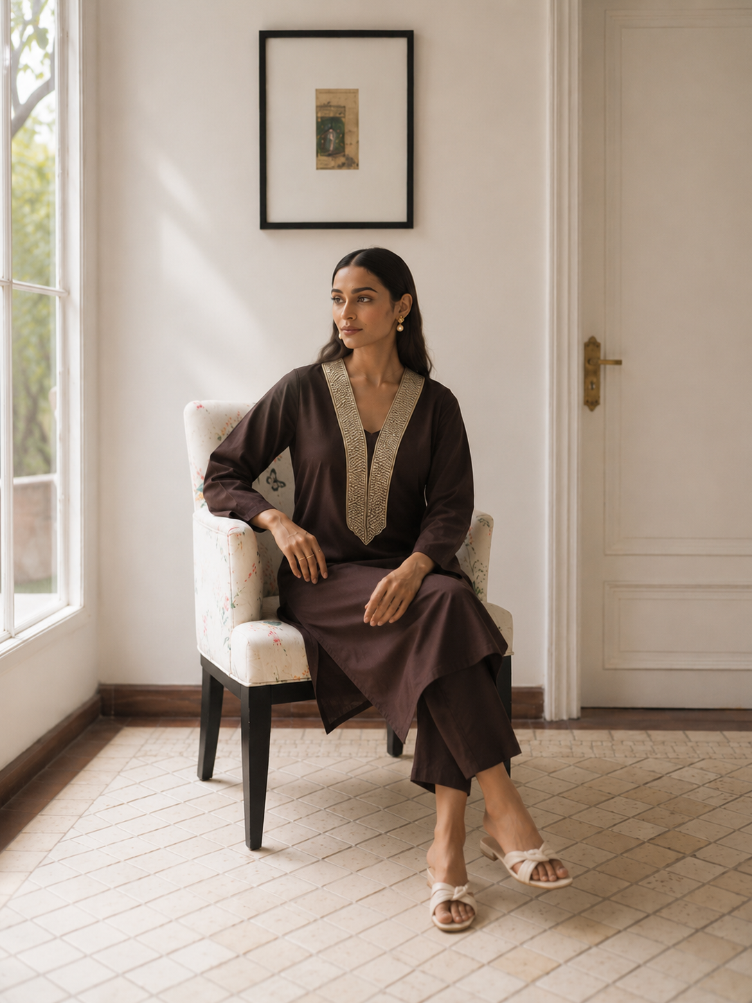 ZAHRA – Cocoa Kurta Set