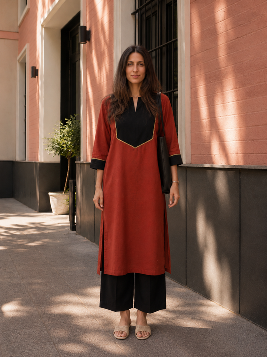 Rust Noir Kurta Set