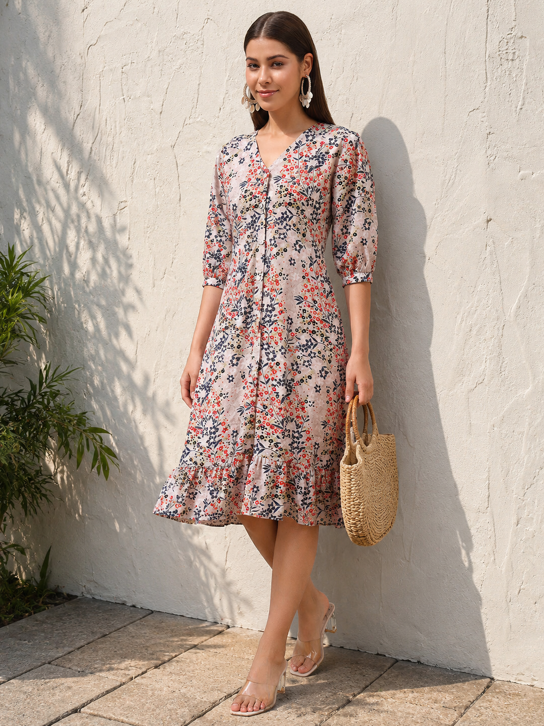 Floral Print A-line Dress