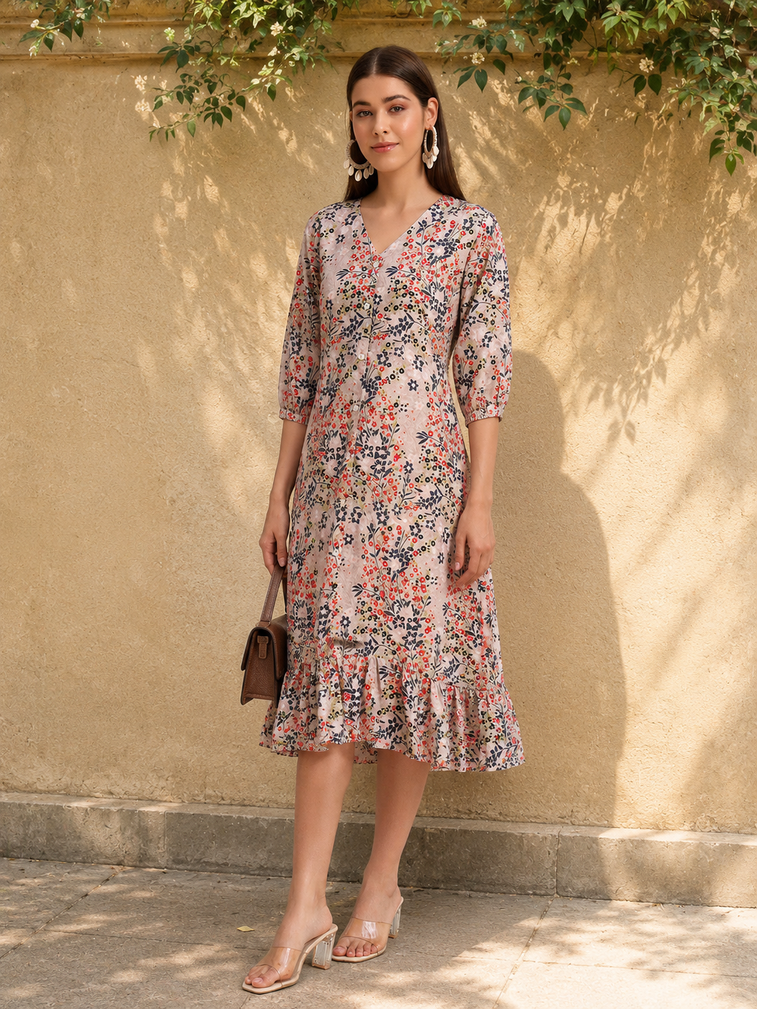 Floral Print A-line Dress