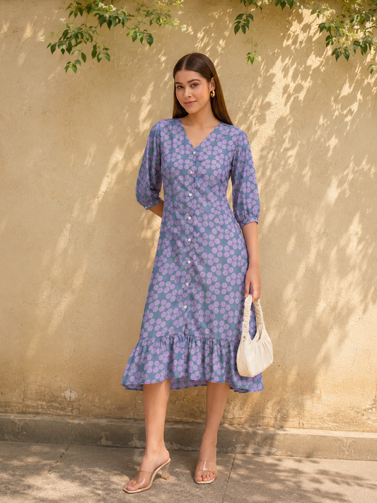 Geometric Print A-line Dress