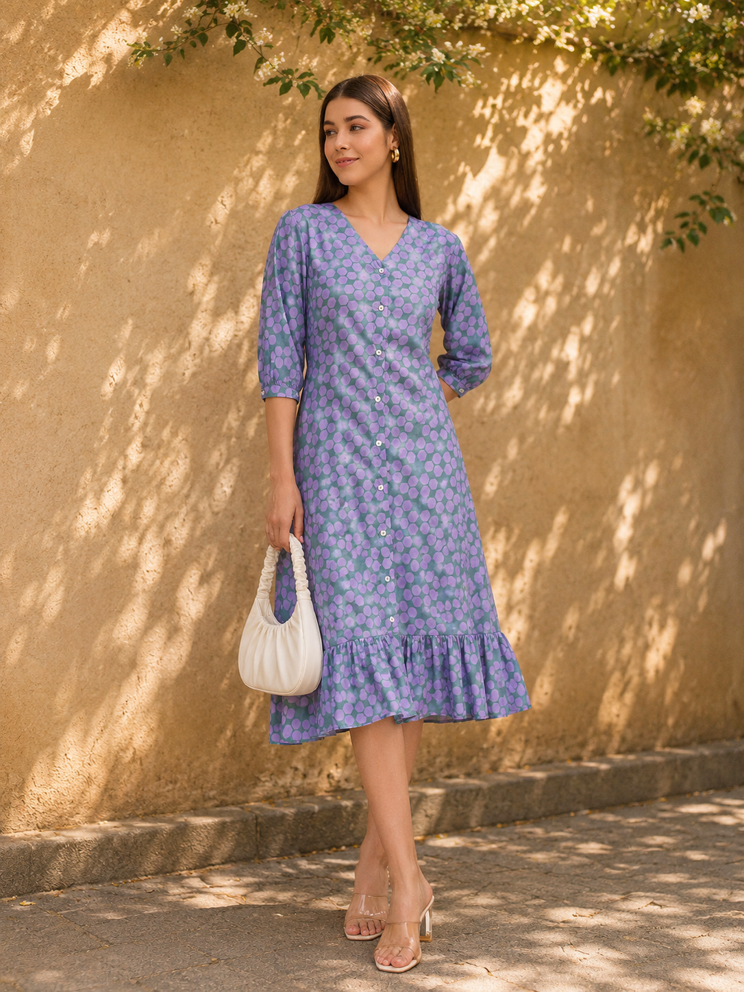 Geometric Print A-line Dress