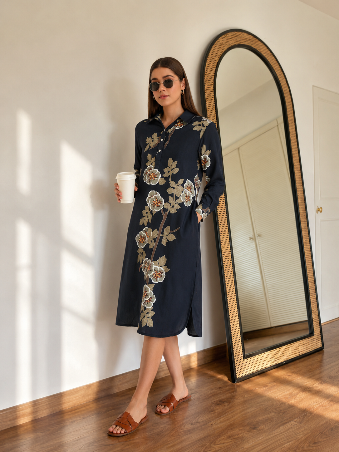 Black Floral Straight Dress