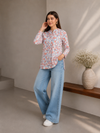 Floral Mandarin Collar Linen Shirt